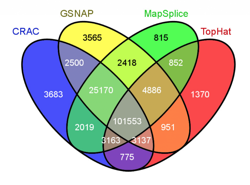 Exemple d'un diagramme de Venn à quatre ensembles